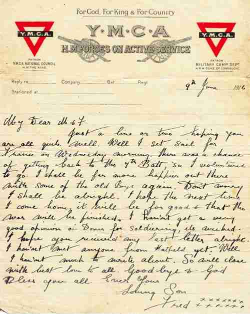ww1 fred letter